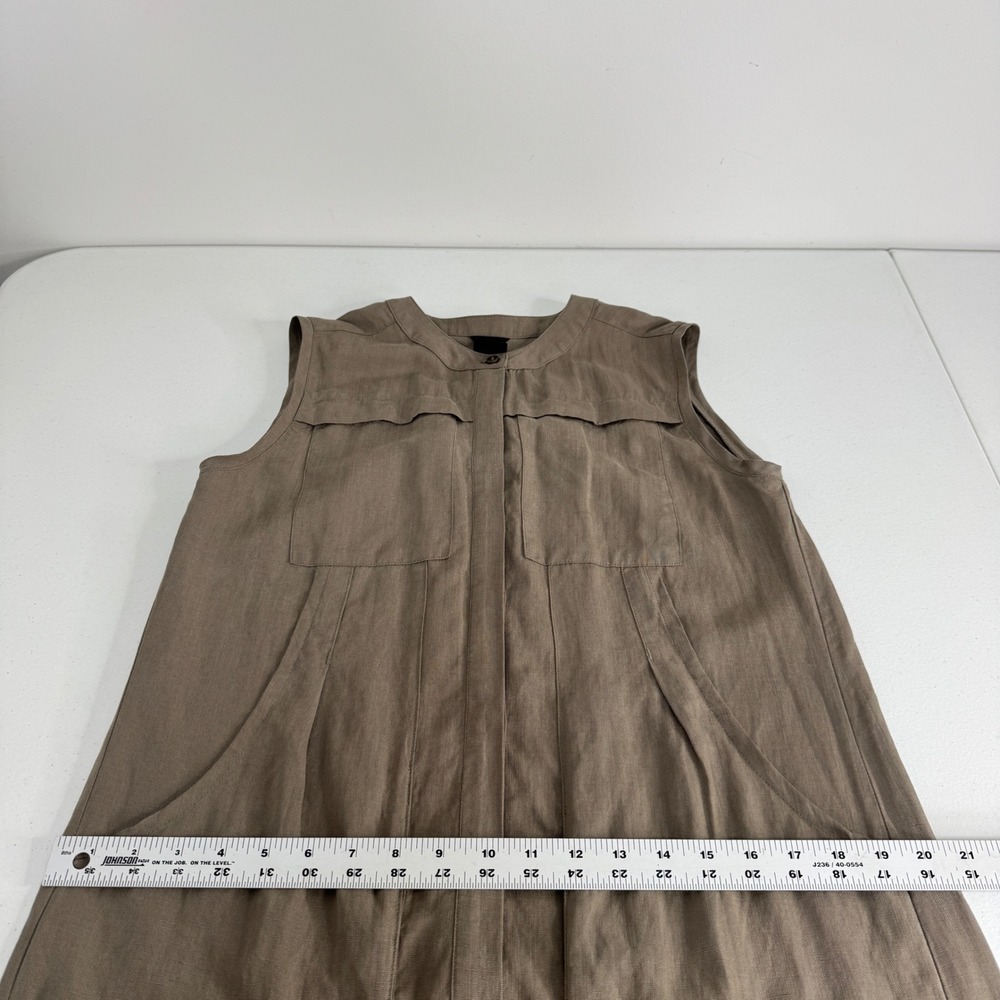Nau Flaxible Sable Linen Blend Sleeveless Dress Womens S Green Utility Safari - Picture 11 of 14
